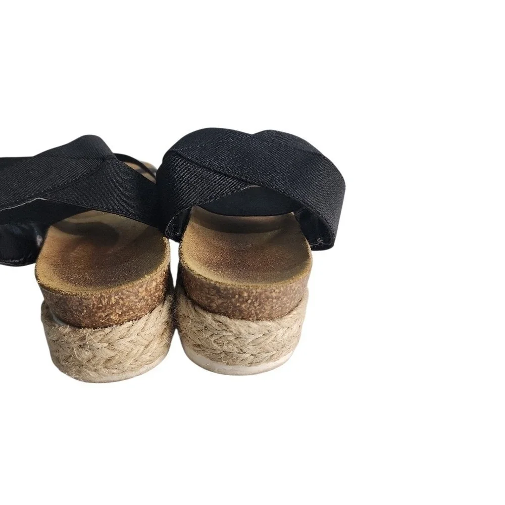 Espadrille Wedge Sandals Women Size 8 Black Summer Platform Boho